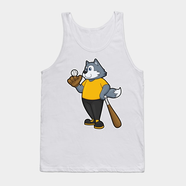 Wolf at Baseball with Baseball bat Tank Top by Markus Schnabel